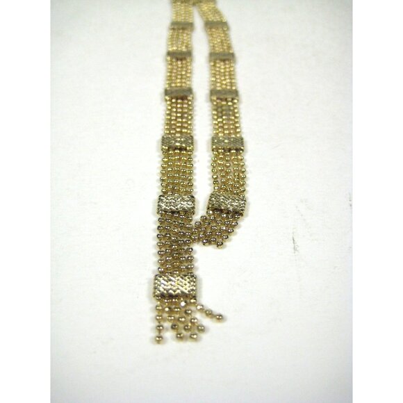 Y Shaped Necklace Goldtone Chain 28 inch Vintage Tassel Modern Sleek Segmented - Picture 2 of 12